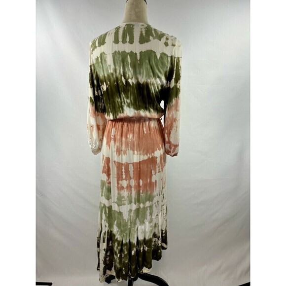 YFB Young Fabulous & Broke Jillian Faux Wrap Dress Geode White Peach Green M - Picture 4 of 12